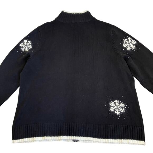 Quacker Factory Sz 1X Holiday Cardigan w Embroidered & Beaded Snowflakes Flaws - Picture 10 of 16